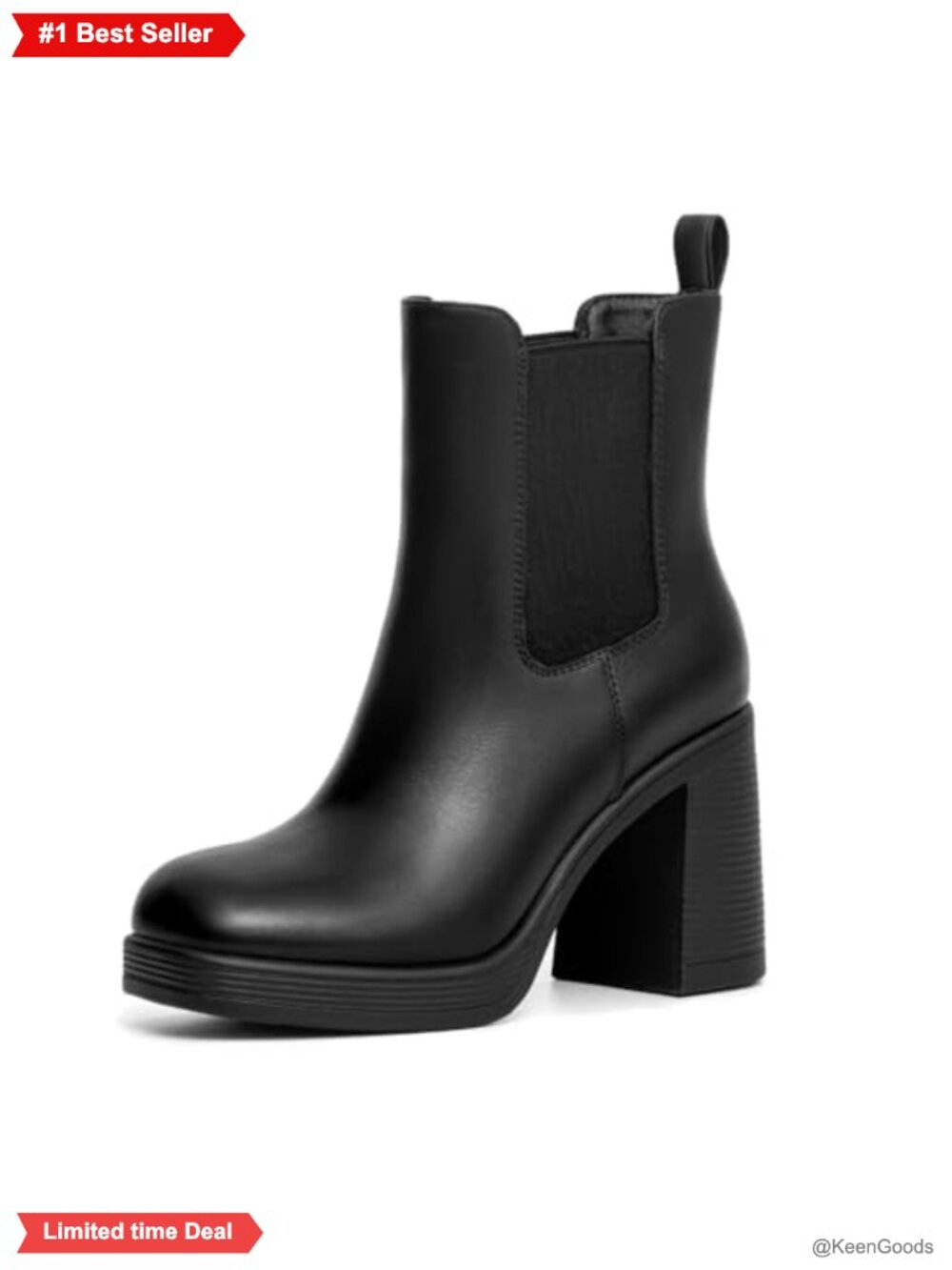 Women's Chunky Heel Platform Chelsea Ankle Boots Square Toe Slip-On